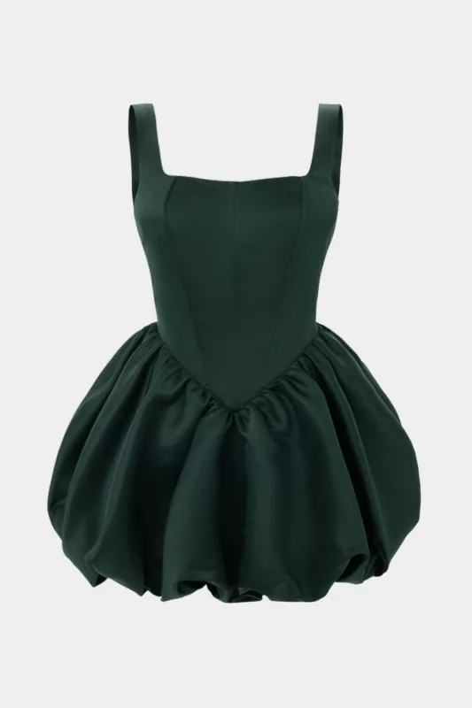 Plus Size Square Neck Sleeveless Puff Hem Mini Dress sold by Micas