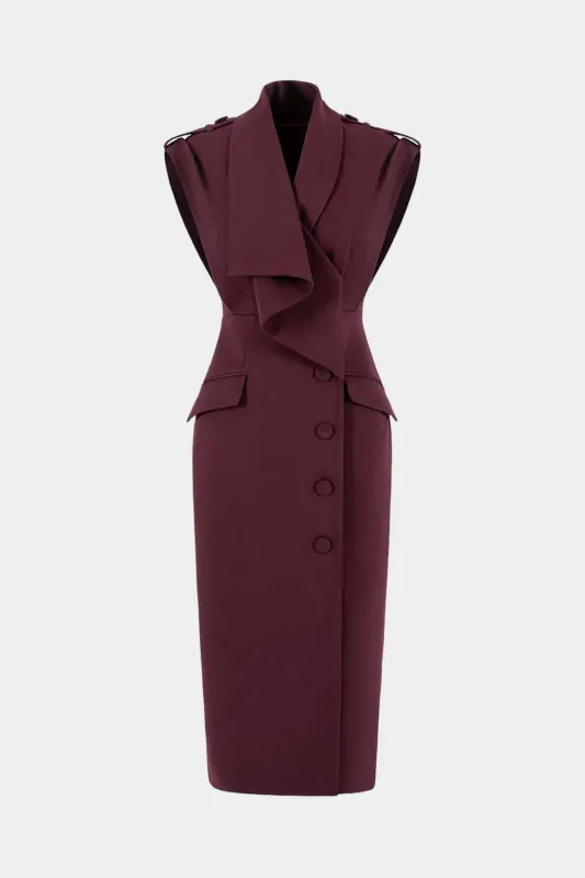 Ruched Asymmetrical Neck Sleeveless Midi Dress sold by Micas