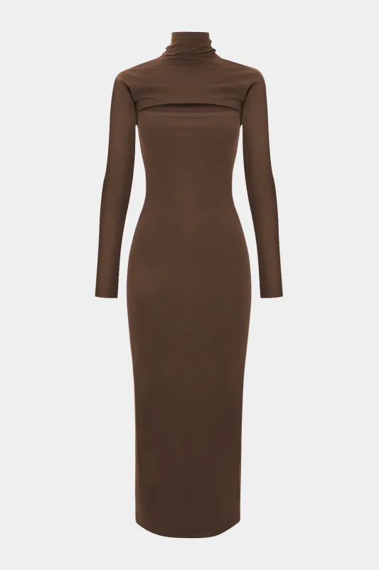 Mock Neck Cut Out Long Sleeve Midi Dress sold by Micas