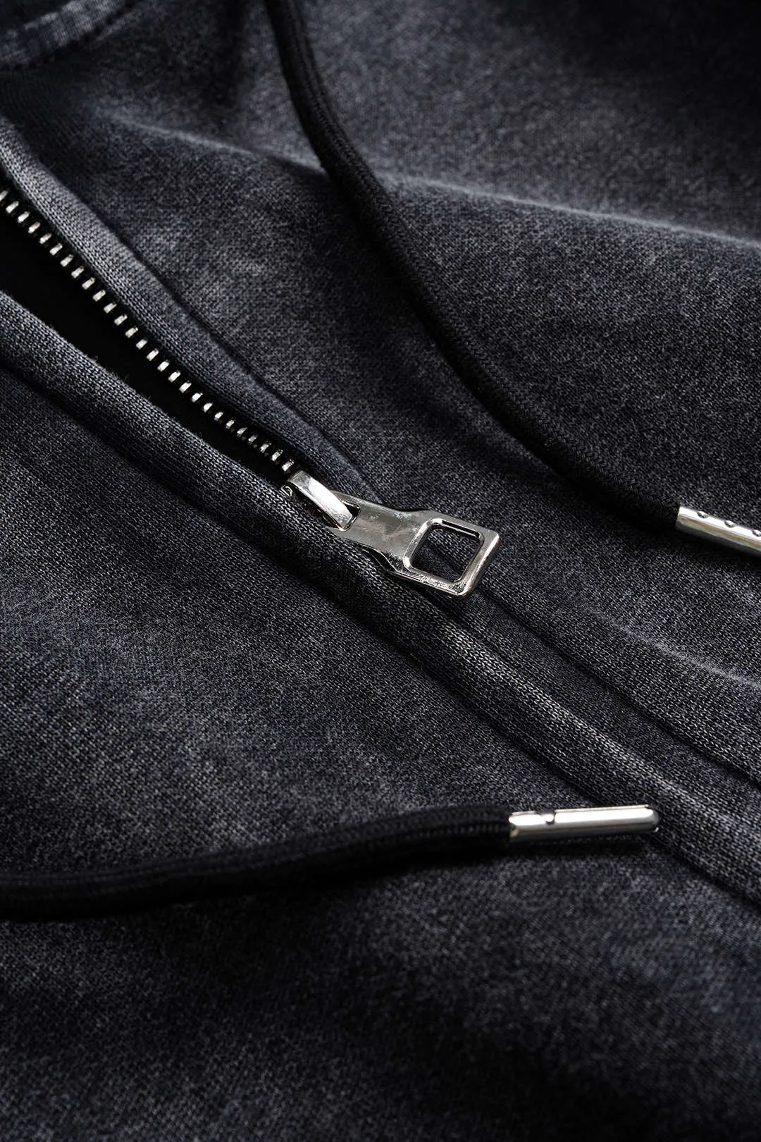 Hooded Drawstrings Zipper Cropped Sweatshirt sold by Micas product image thumbnail 3