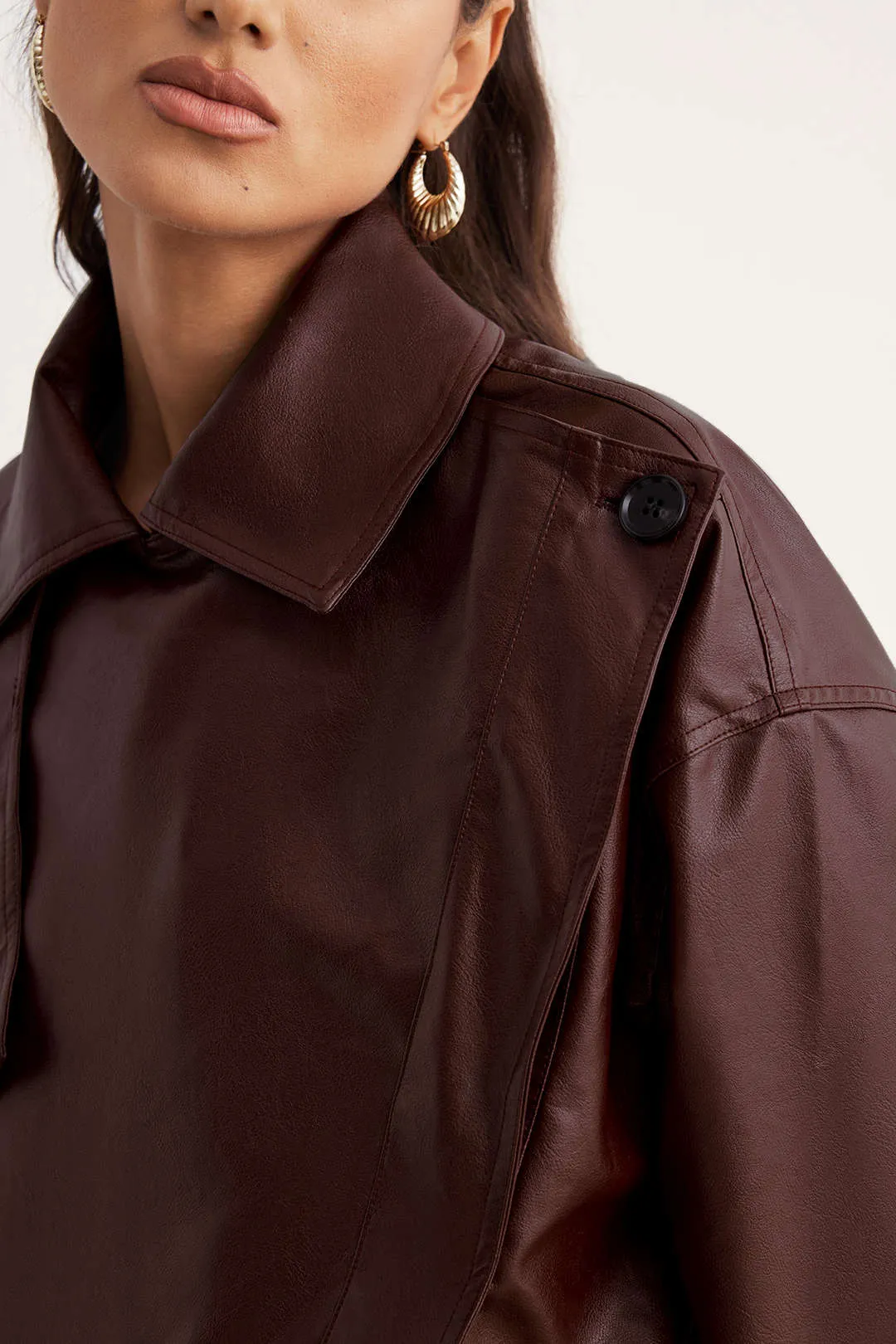 Faux Leather Asymmetrical Cropped Jacket sold by Micas product image thumbnail 4