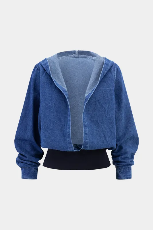 Denim Patchwork Hooded Outerwear sold by Micas