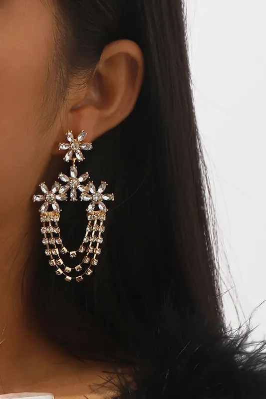 Rhinestone Flower Design Earrings sold by Micas