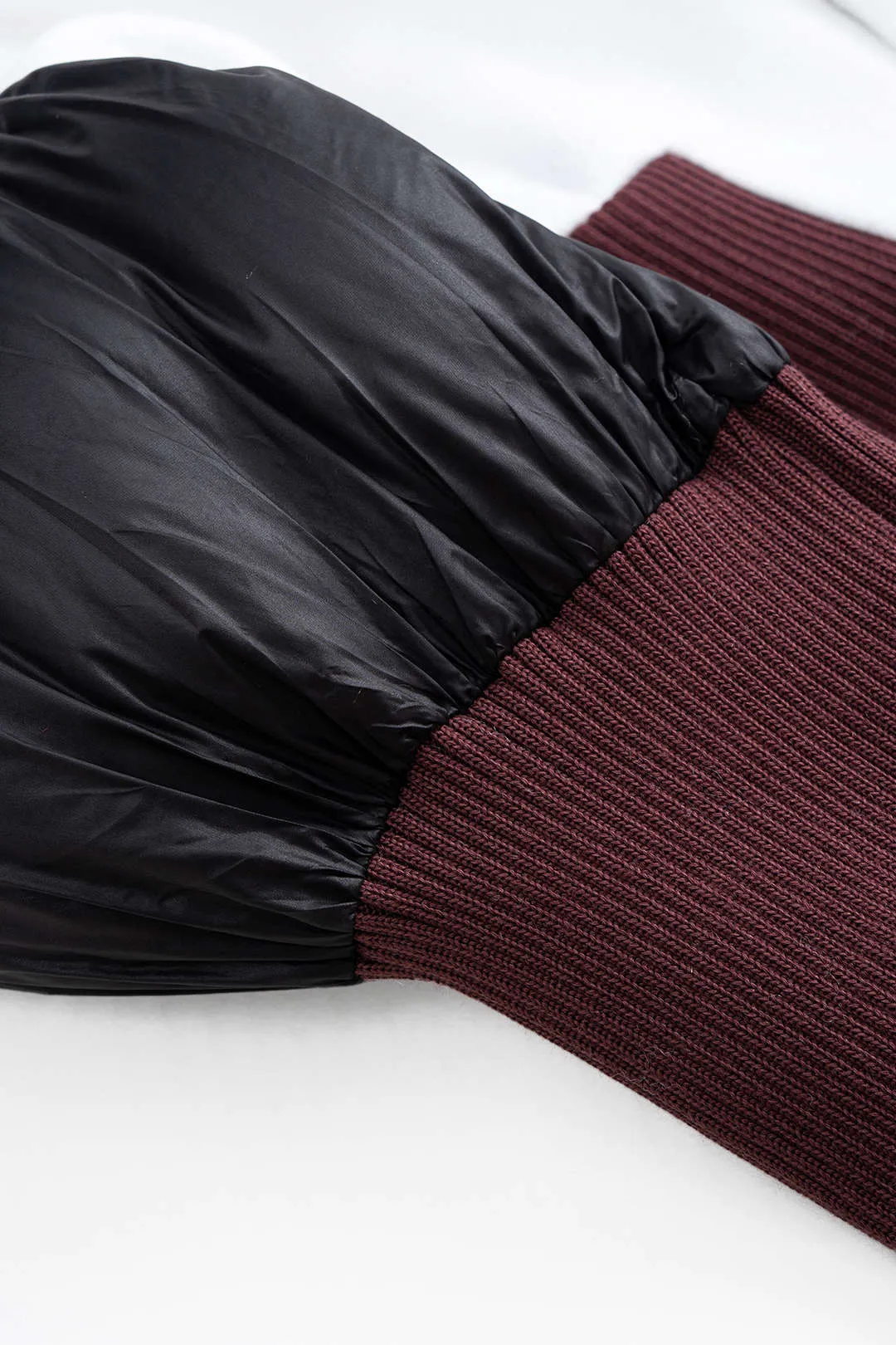 Contrast Faux Leather Patchwork Zipper Puffer sold by Micas product image thumbnail 3