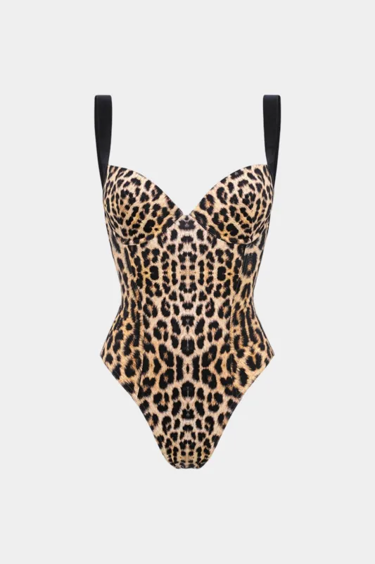 Leopard Print Slip Sleeveless Bodysuit sold by Micas