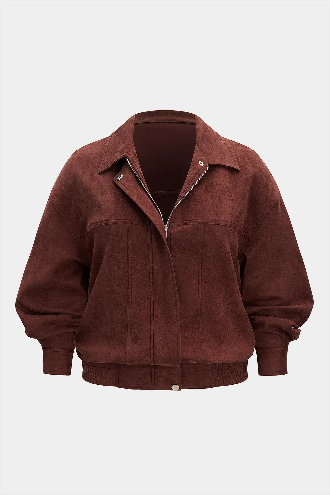 Plus Size Suede Zipper Jacket sold by Micas