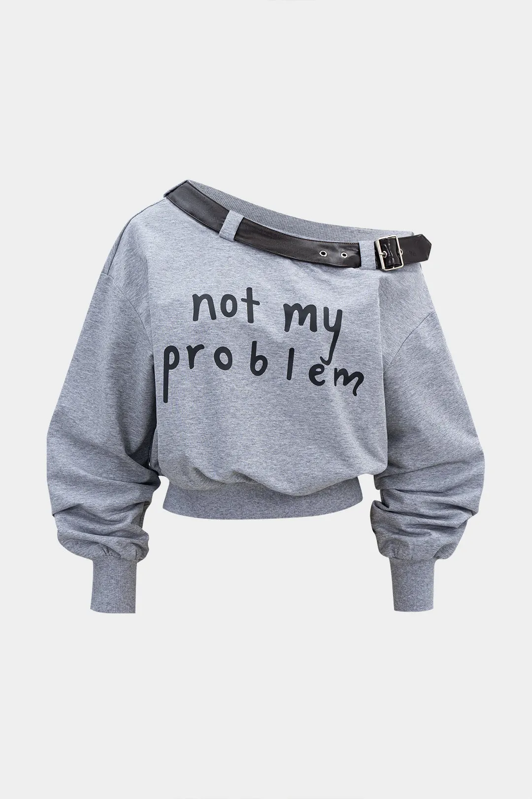 Letter Print One Shoulder Belt Sweatshirt sold by Micas