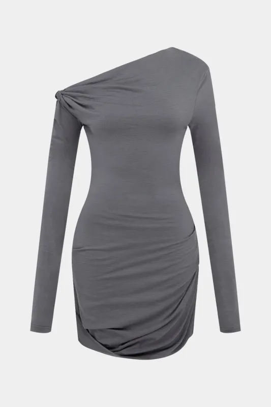 One Shoulder Ruched Long Sleeve Mini Dress sold by Micas