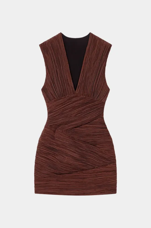 Deep V-Neck Asymmetrical Sleeveless Mini Dress sold by Micas