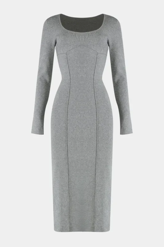 Round Neck Long Sleeve Midi Dress sold by Micas