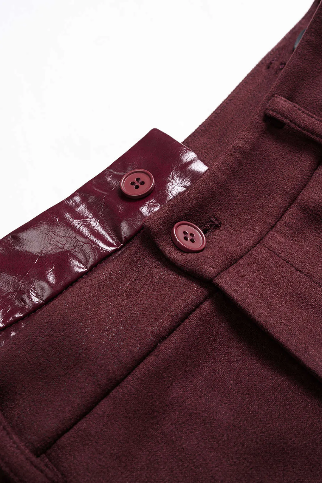 Faux Leather Suede Patchwork High Waist Asymmetrical Pants sold by Micas product image thumbnail 3