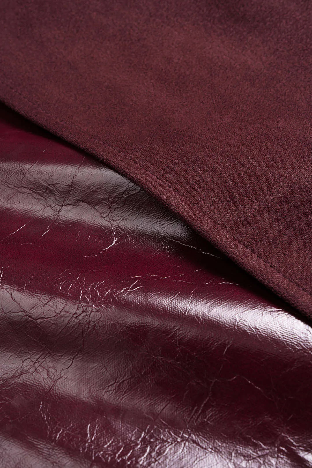 Faux Leather Suede Patchwork High Waist Asymmetrical Pants sold by Micas product image thumbnail 4