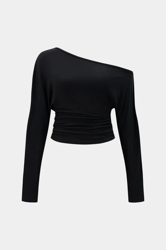 Plus Size One Shoulder Long-Sleeve Top sold by Micas
