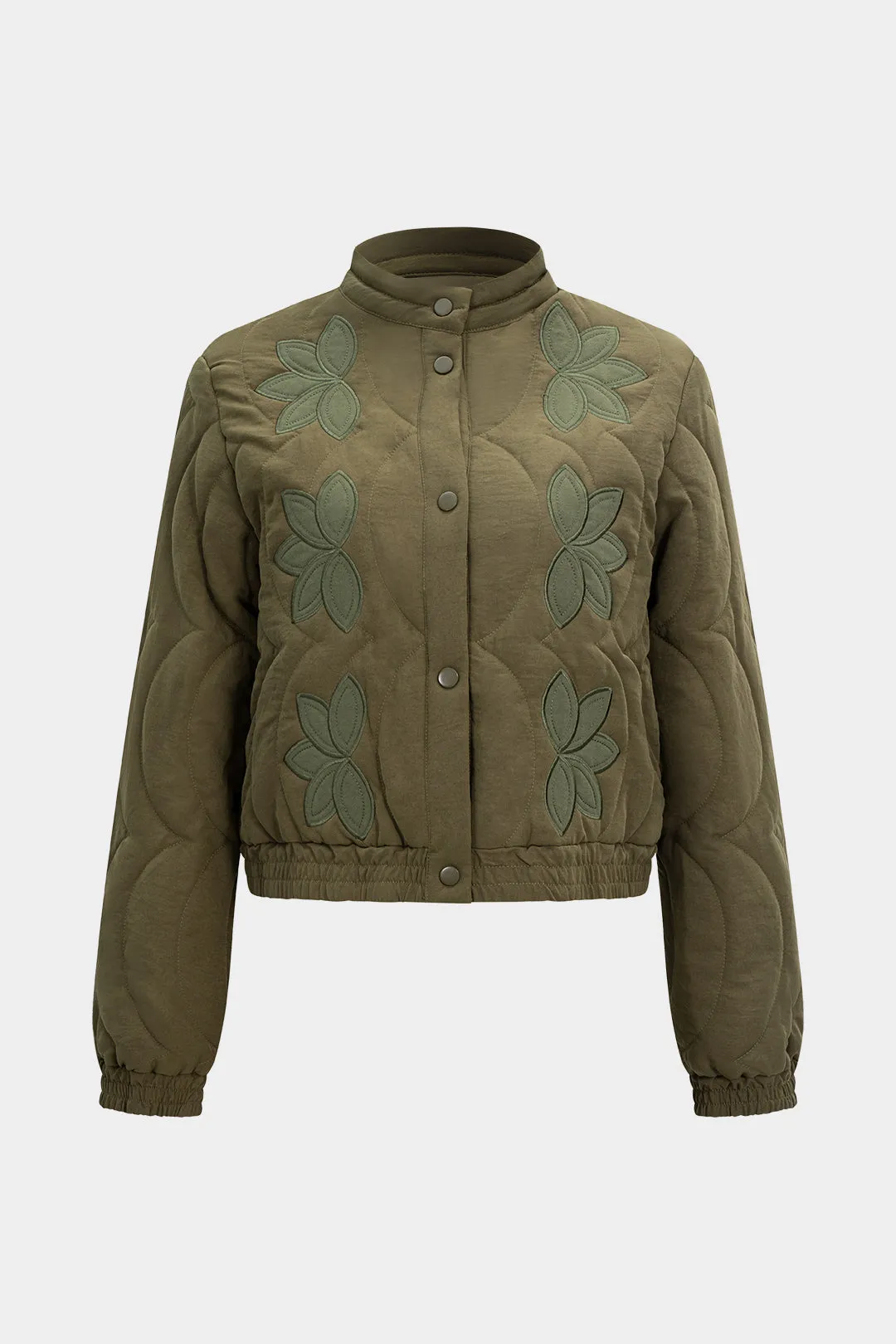 Embroidery Stand Collar Seamdetail Puffer sold by Micas