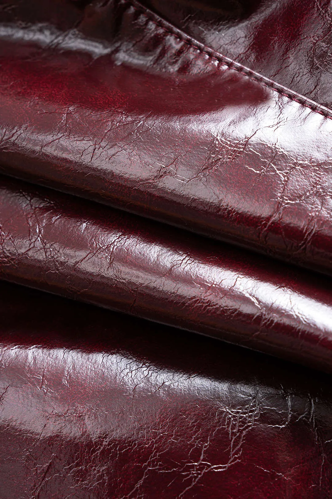 Faux Leather V-Neck Metallic Button Ruched Jacket sold by Micas product image thumbnail 4