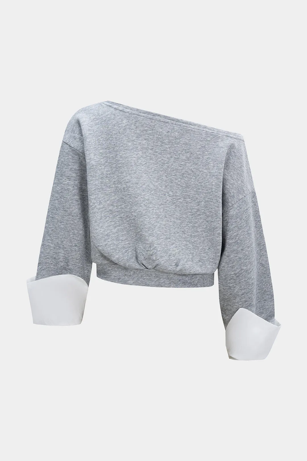Round Neck Patchwork Asymmetrical Sweatshirt sold by Micas product image thumbnail 2