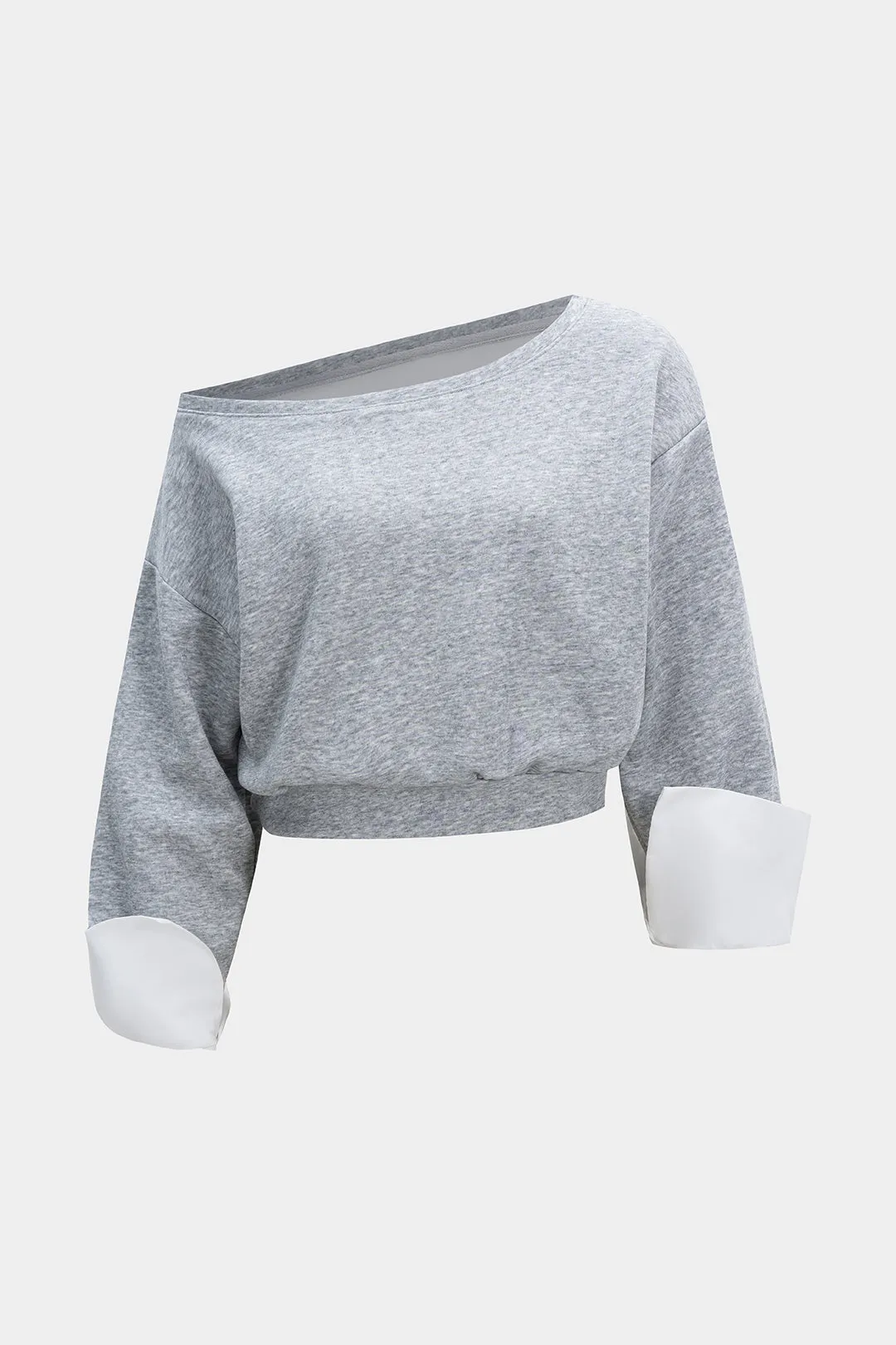 Round Neck Patchwork Asymmetrical Sweatshirt sold by Micas