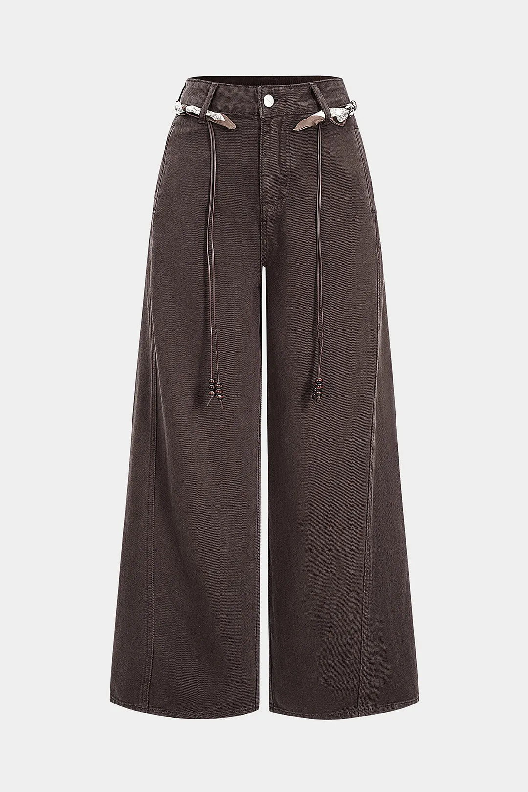 Denim Tie-Up Zipper Pocket Jeans sold by Micas