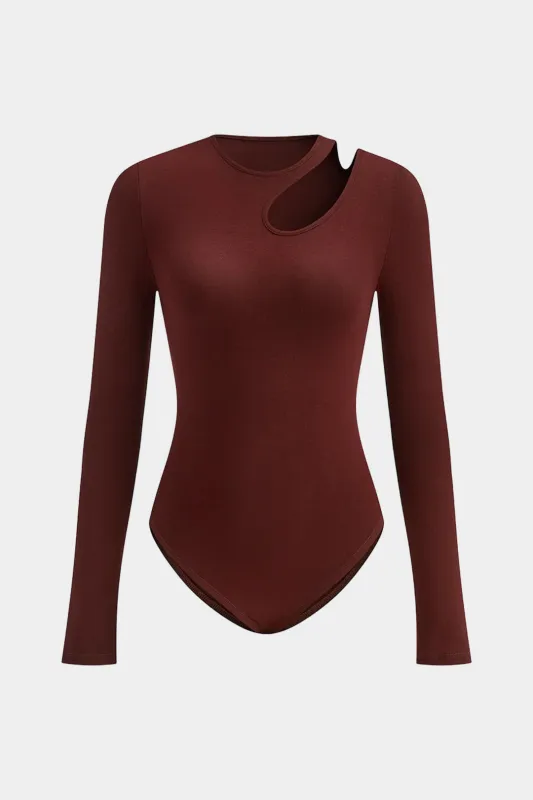 Asymmetrical Cut Out Long Sleeve Bodysuit sold by Micas