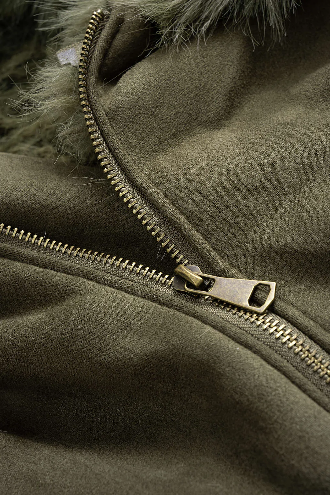 Suede Faux Fur Patchwork Zipper Pocket Jacket sold by Micas product image thumbnail 4