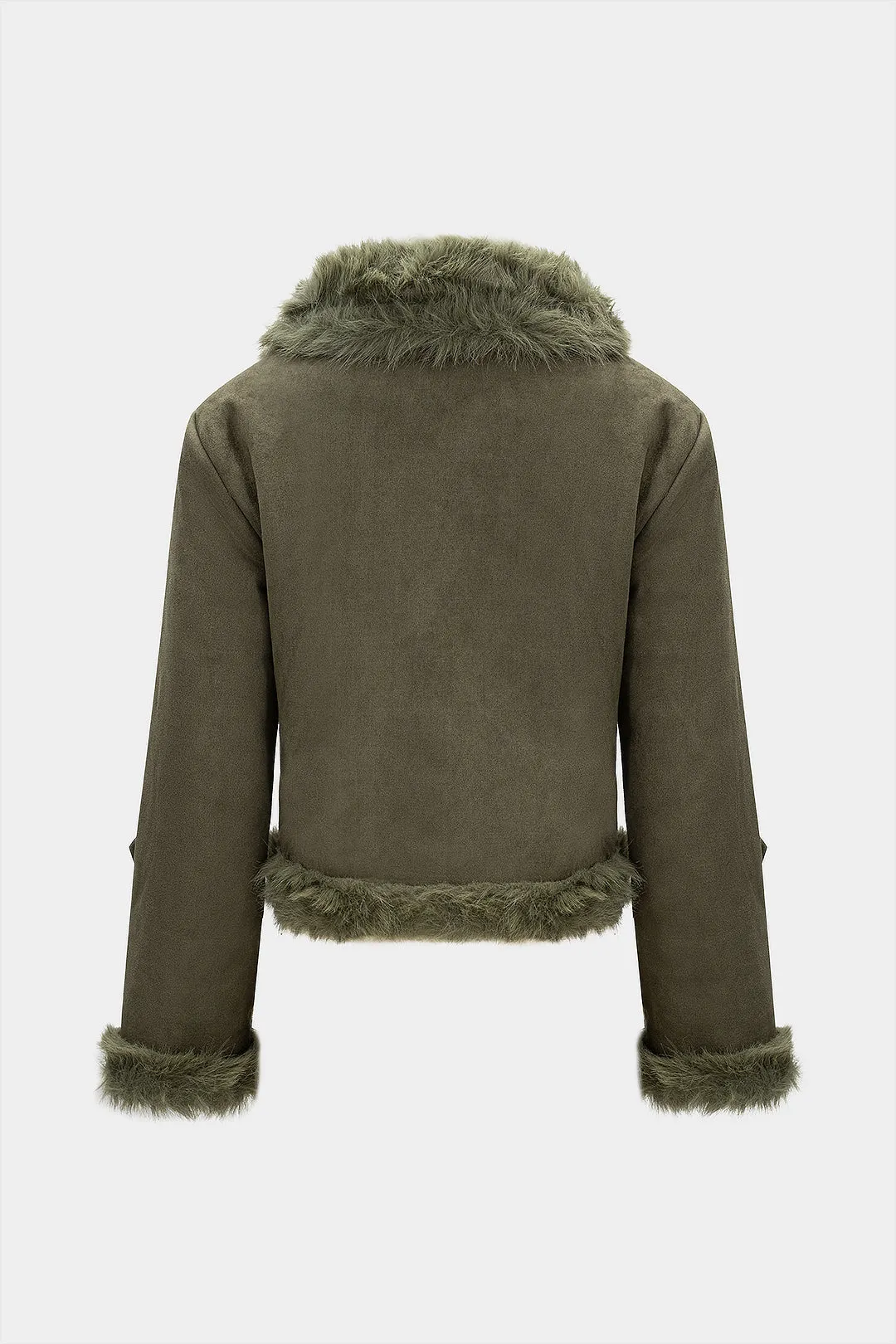 Suede Faux Fur Patchwork Zipper Pocket Jacket sold by Micas product image thumbnail 3