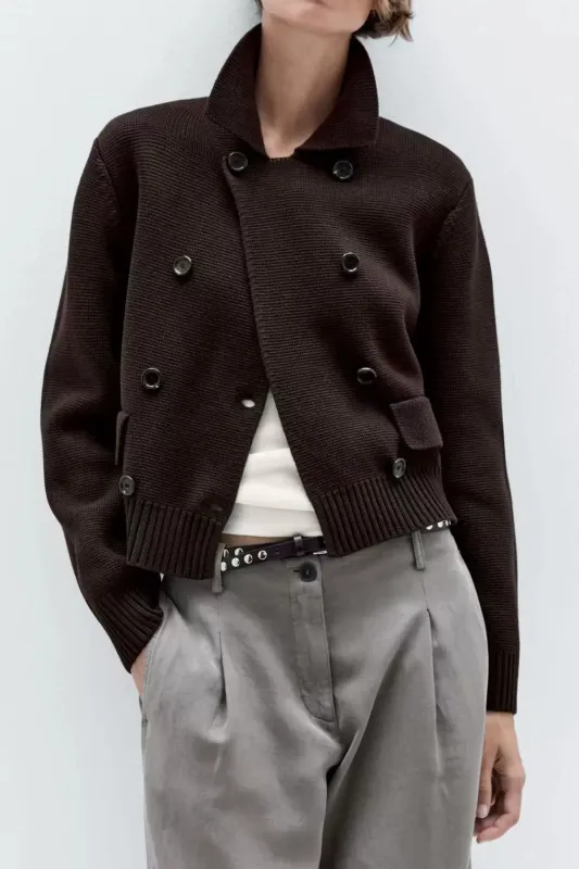 Knit Double Breasted Cardigan sold by Micas