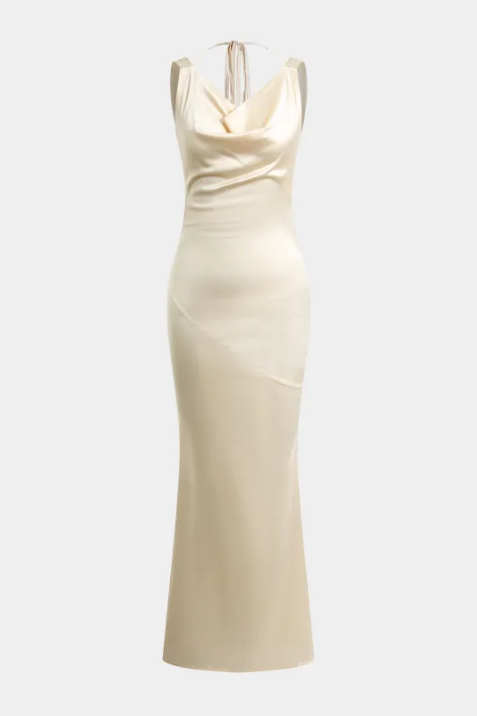 Satin Tie-Back Backless Sleeveless Slip Maxi Dress made by Micas
