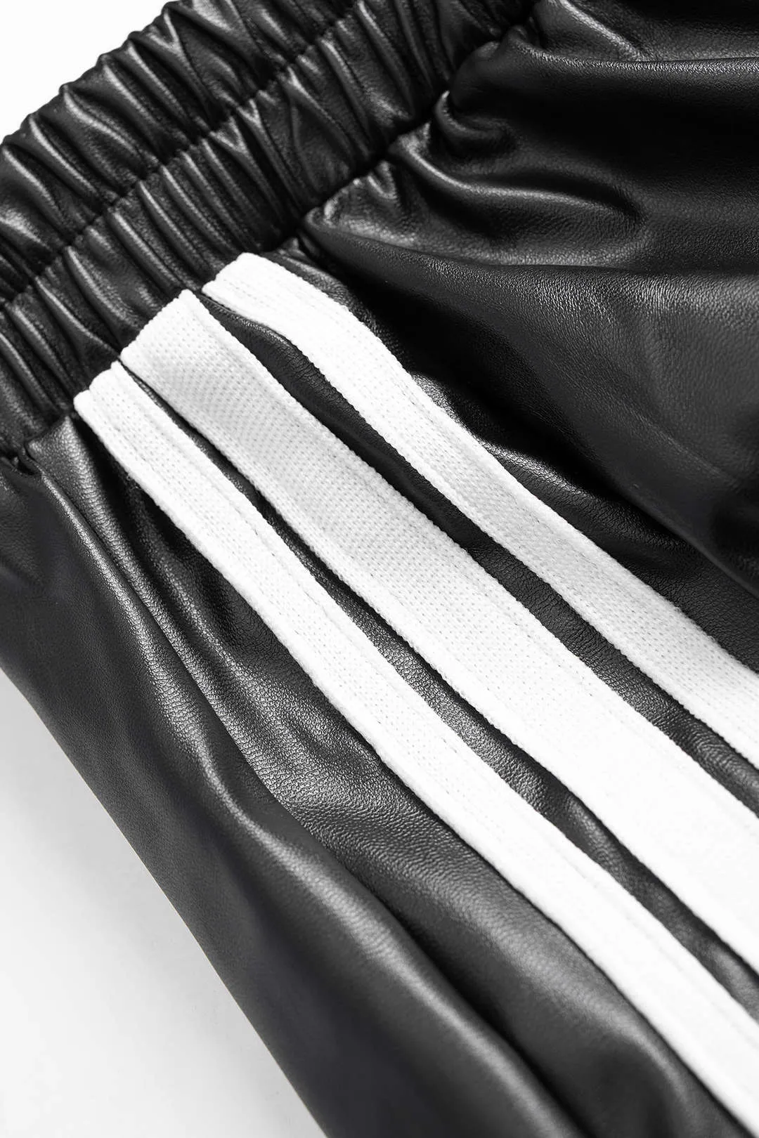 Faux Leather Contrast Shirred Waistband Wide Leg Pants sold by Micas product image thumbnail 4