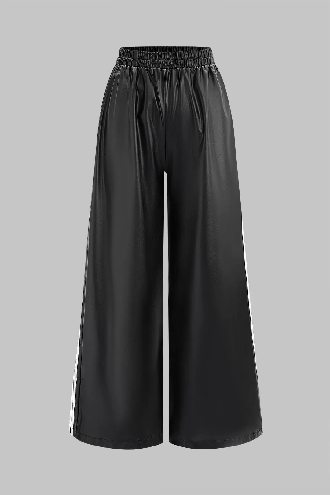 Faux Leather Contrast Shirred Waistband Wide Leg Pants sold by Micas product image thumbnail 2