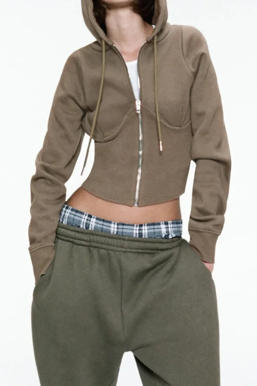 Solid Zipper Drawstring Hoodie sold by Micas product image thumbnail 2