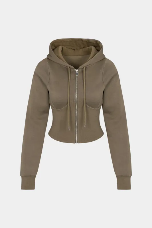 Solid Zipper Drawstring Hoodie sold by Micas