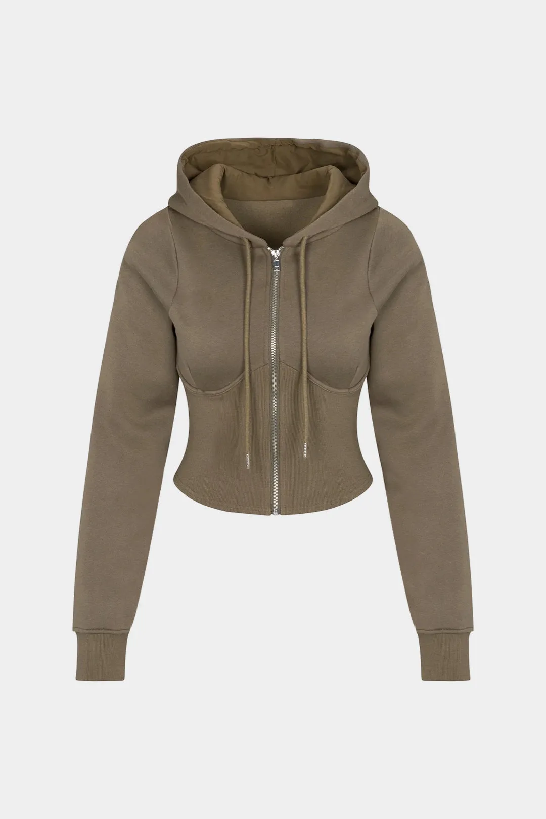 Solid Zipper Drawstring Hoodie sold by Micas