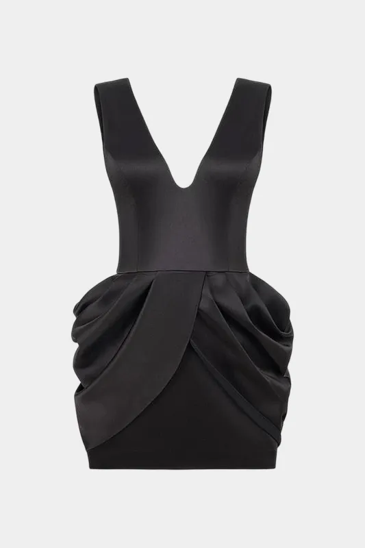 Satin V-Neck Ruched Sleeveless Mini Dress sold by Micas