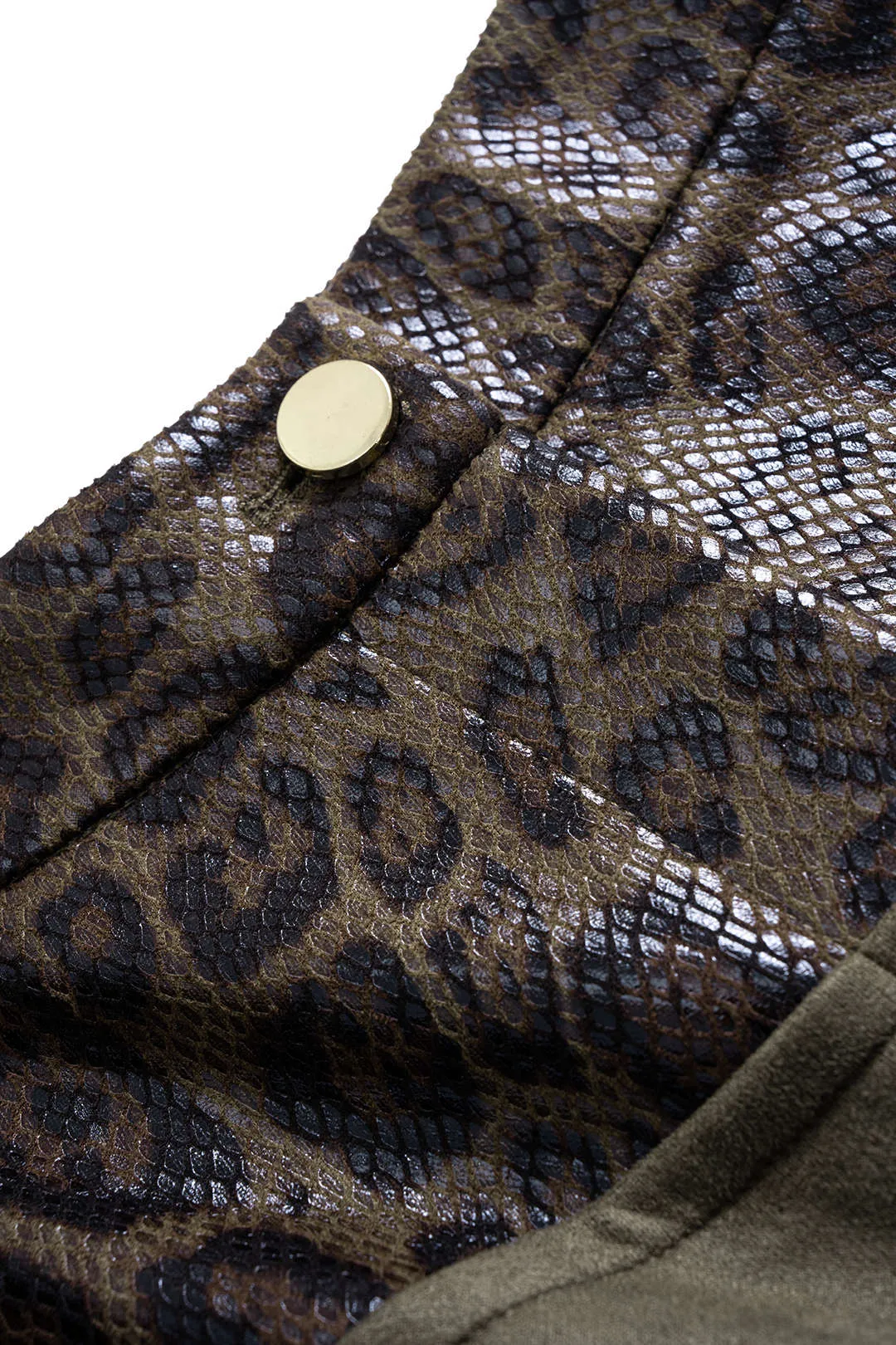 Leopard Snake Skin Print Faux Leather Suede Patchwork Wide Leg Pants sold by Micas product image thumbnail 3