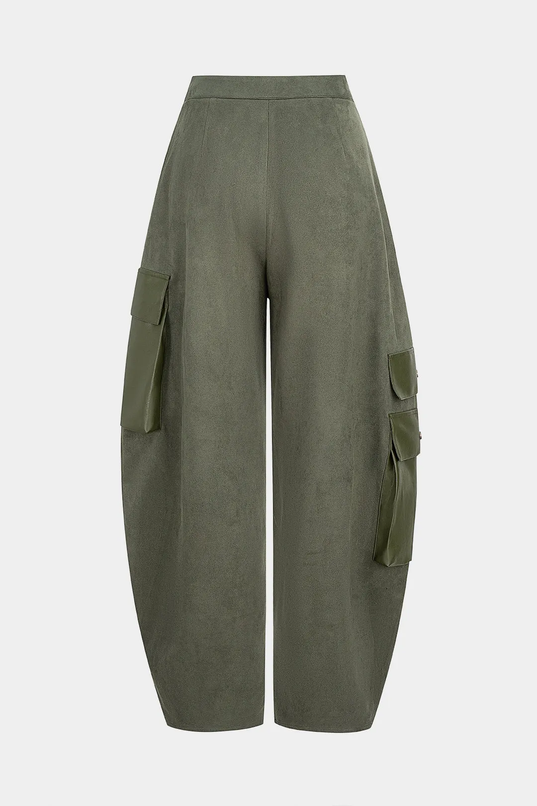 Faux Leather Suede Patchwork Asymmetrical Wide Leg Pants sold by Micas product image thumbnail 2