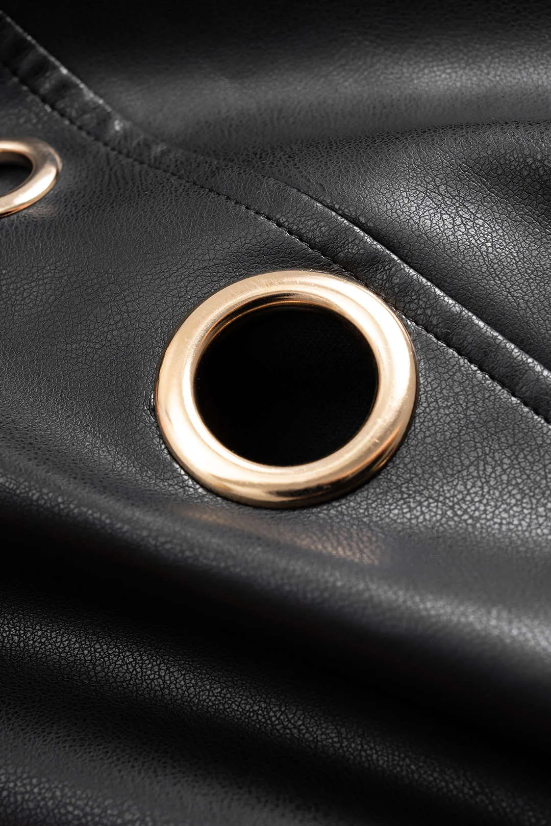 Faux Leather Metallic Zipper Hollow Out Ring Trousers sold by Micas product image thumbnail 3