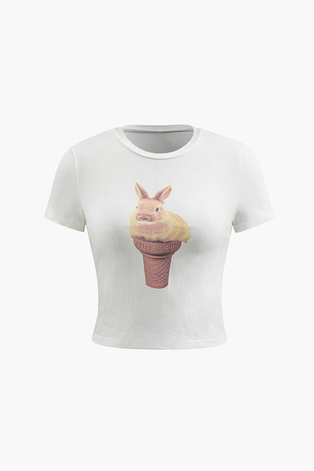 Bunny Ice Cream Print Crop T-Shirt sold by Micas