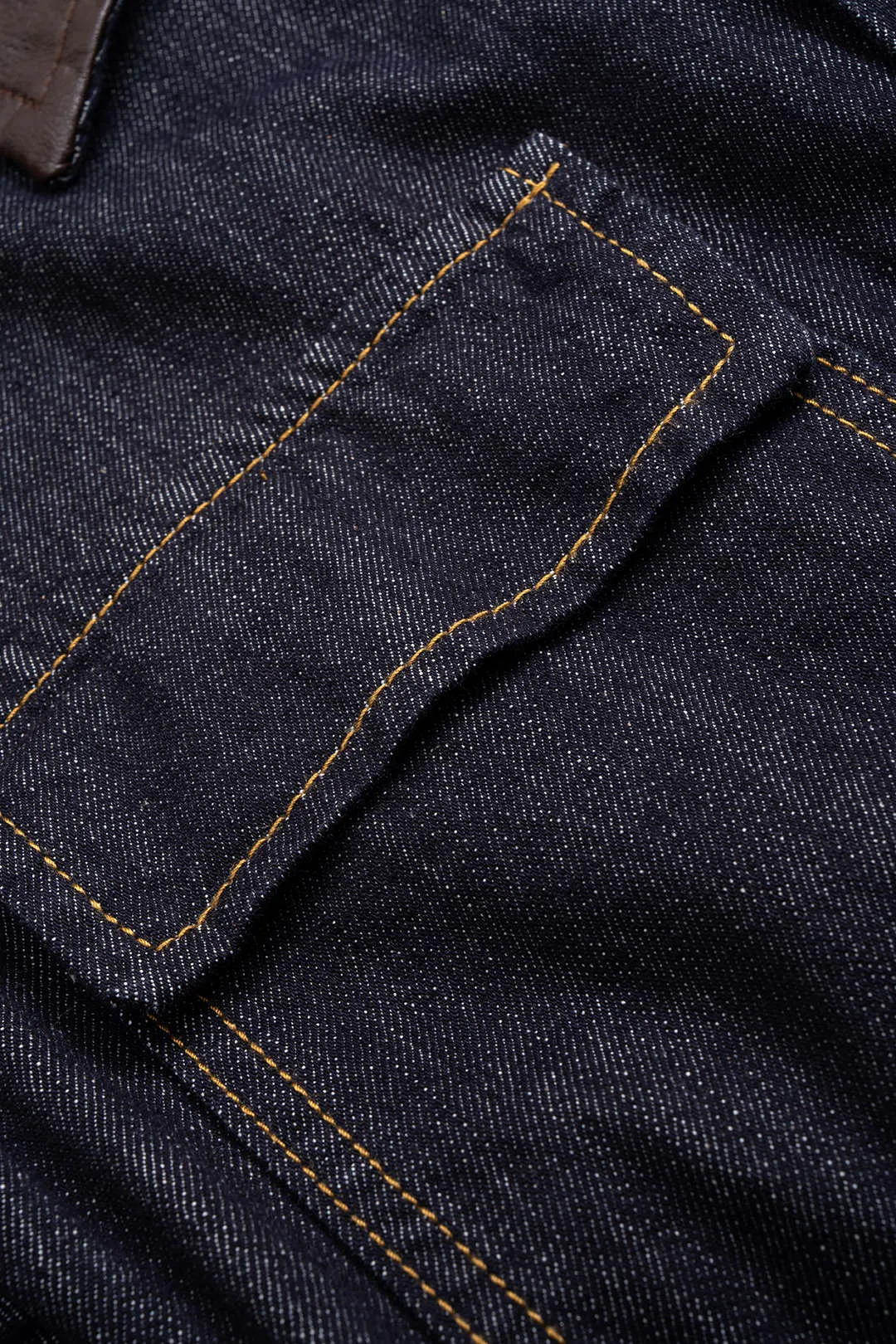 Denim Faux Leather Patchwork Belted Long-Sleeve Jumpsuit sold by Micas product image thumbnail 5