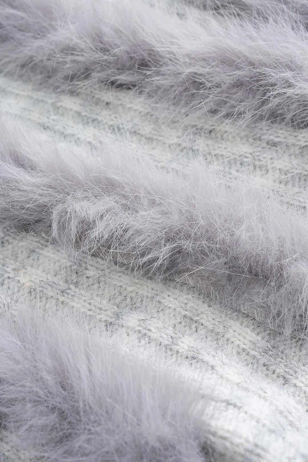 Knit Faux Fur Patchwork Button Tie-Up Cardigan sold by Micas product image thumbnail 3