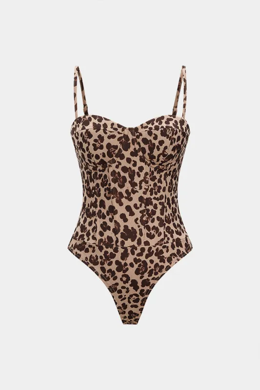 Leopard Print Bustier Slip Sleeveless Bodysuit sold by Micas