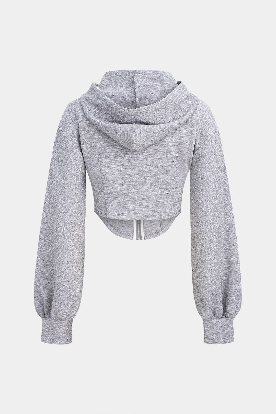 Cut Out Zipper Drawstring Long Sleeves Hoodie sold by Micas product image thumbnail 2