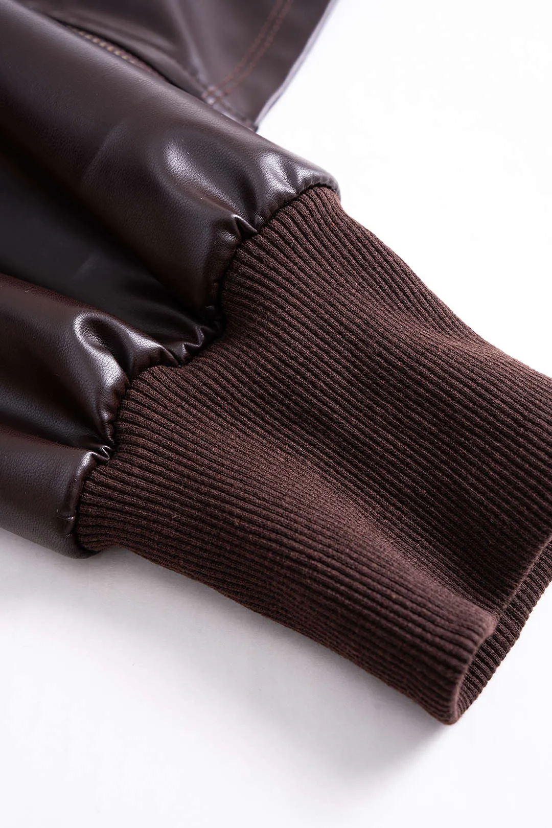 Faux Leather V-Neck Zipper Jacket sold by Micas product image thumbnail 5