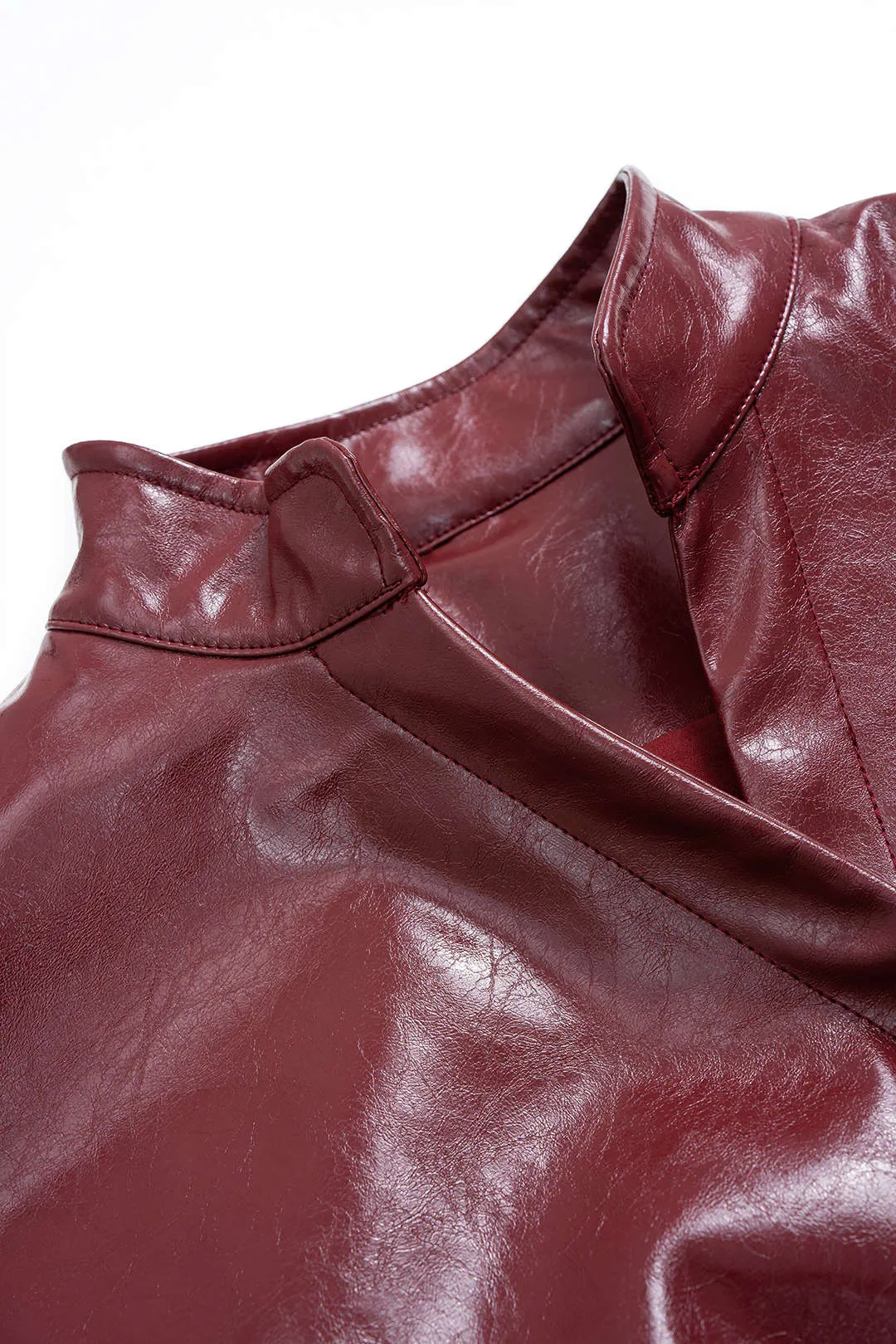 Faux Leather V-Neck Asymmetrical Jacket sold by Micas product image thumbnail 3