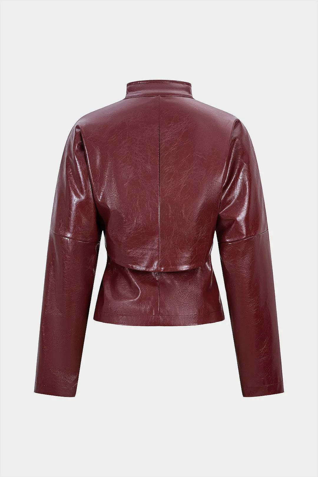 Faux Leather V-Neck Asymmetrical Jacket sold by Micas product image thumbnail 2