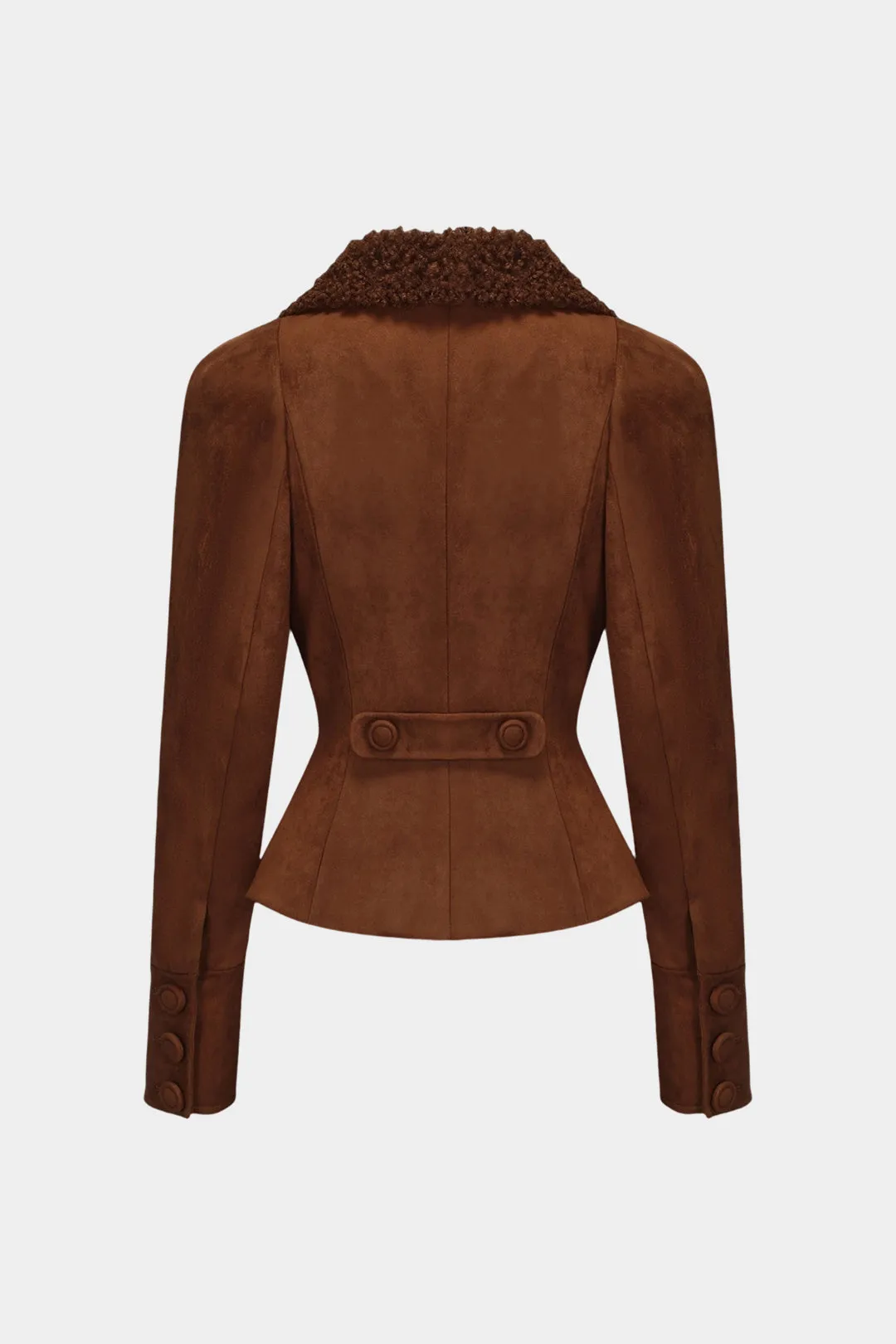 Suede Fleece Patchwork Notched Lapel Button Blazer sold by Micas product image thumbnail 2