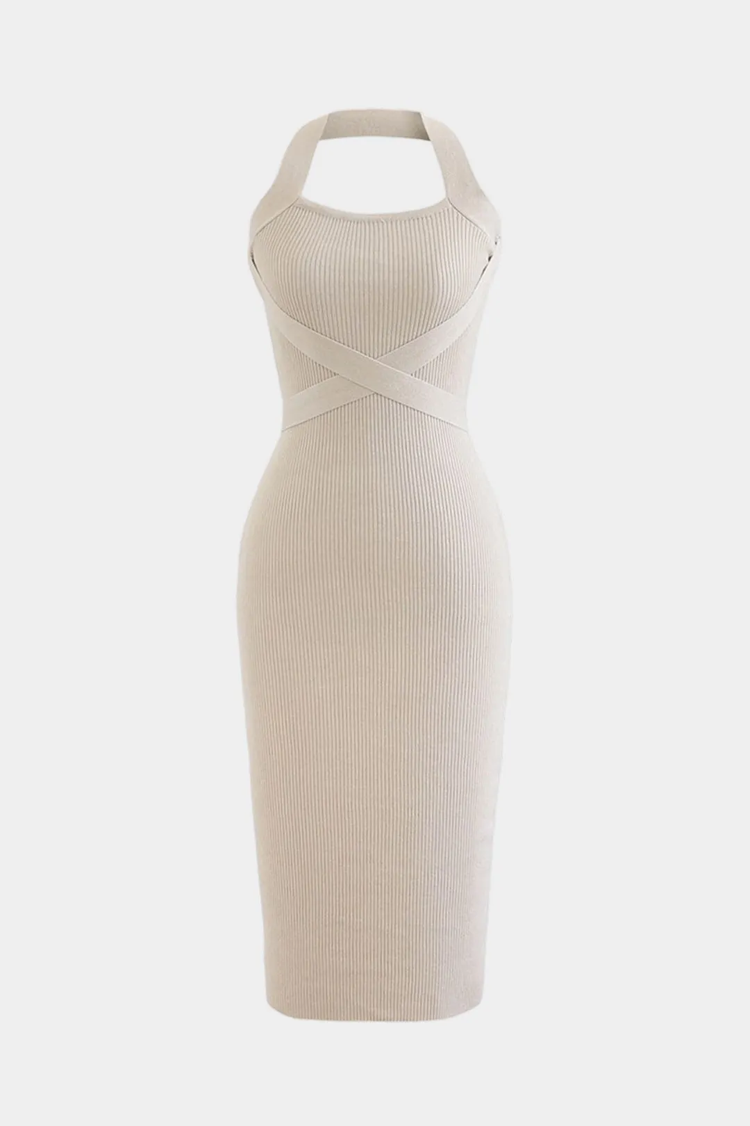 Knit Long-Sleeve Cardigan And Halter Ribbed Crossed Tie Back Set sold by Micas product image thumbnail 3