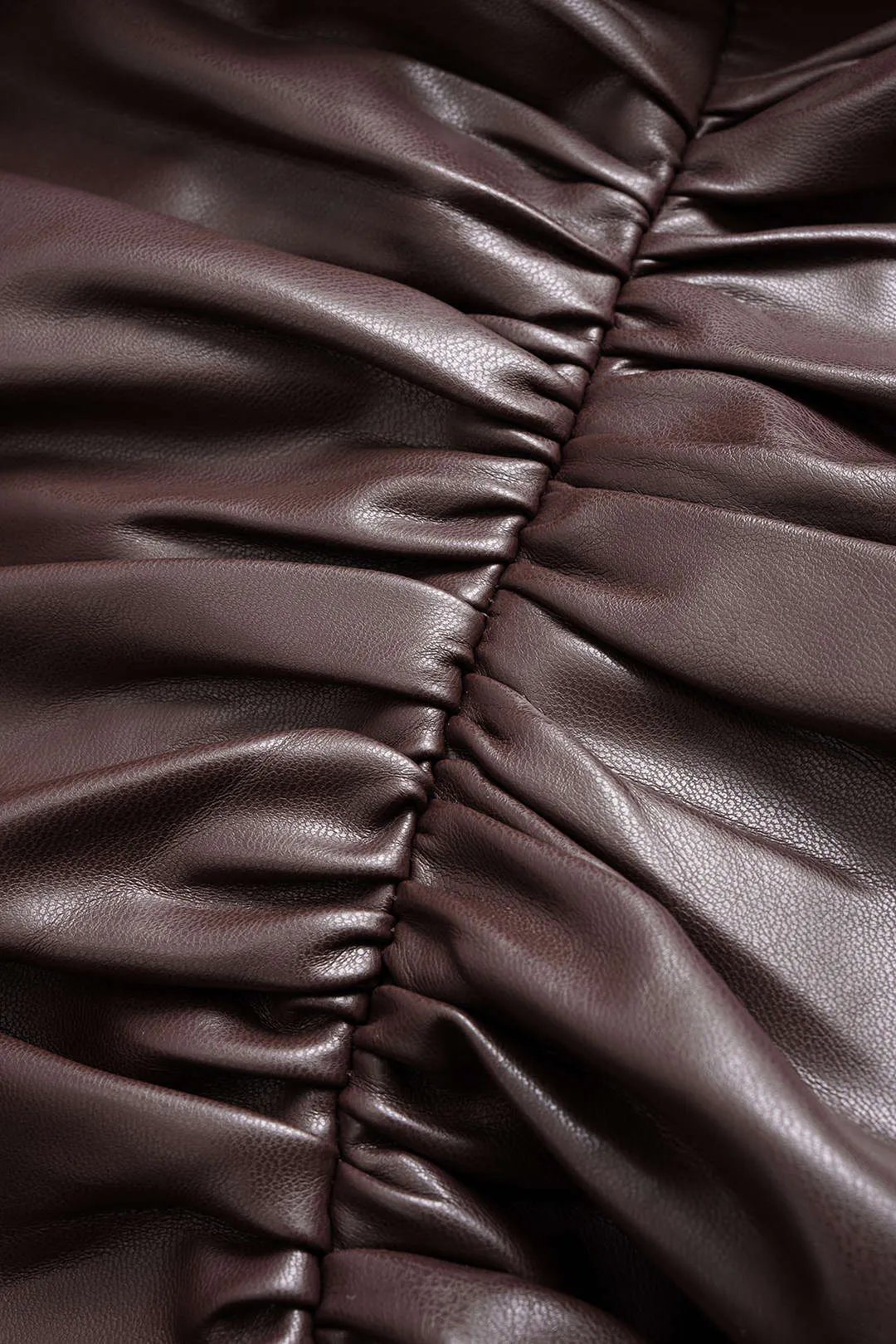 Faux Leather Patchwork Ruched Long Sleeve Mini Dress sold by Micas product image thumbnail 4