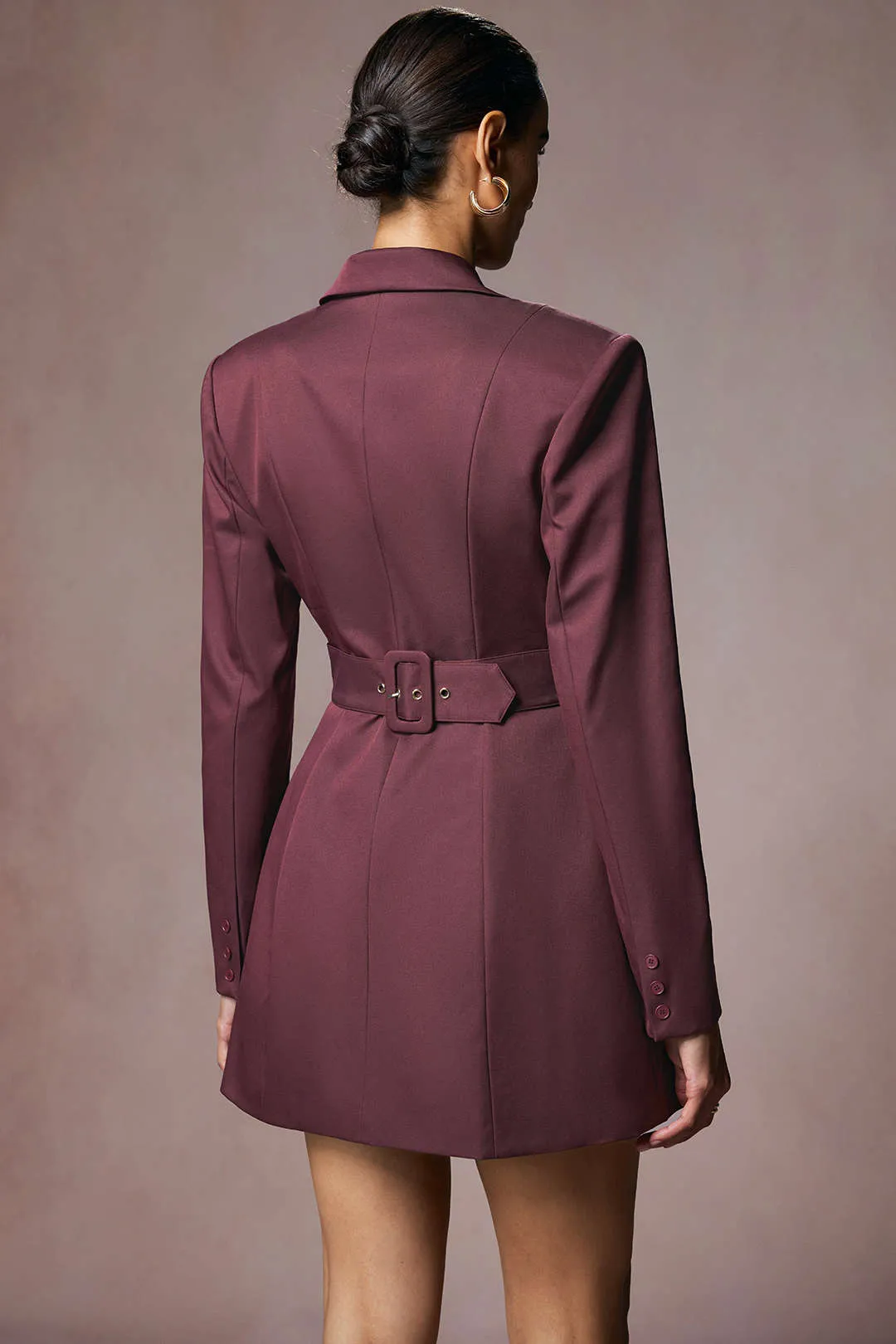 Notched Lapel Irregular Button Long-Sleeve Mini Dress sold by Micas product image thumbnail 4