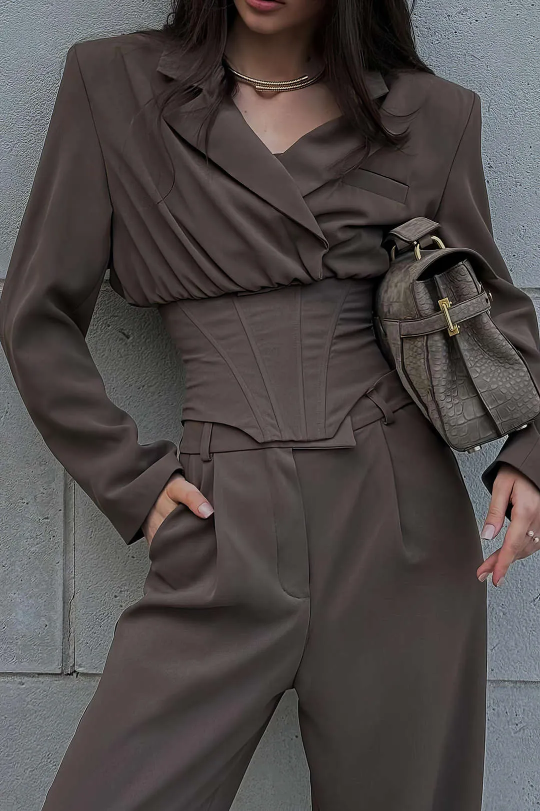 Notched Lapel Corset Blazer sold by Micas