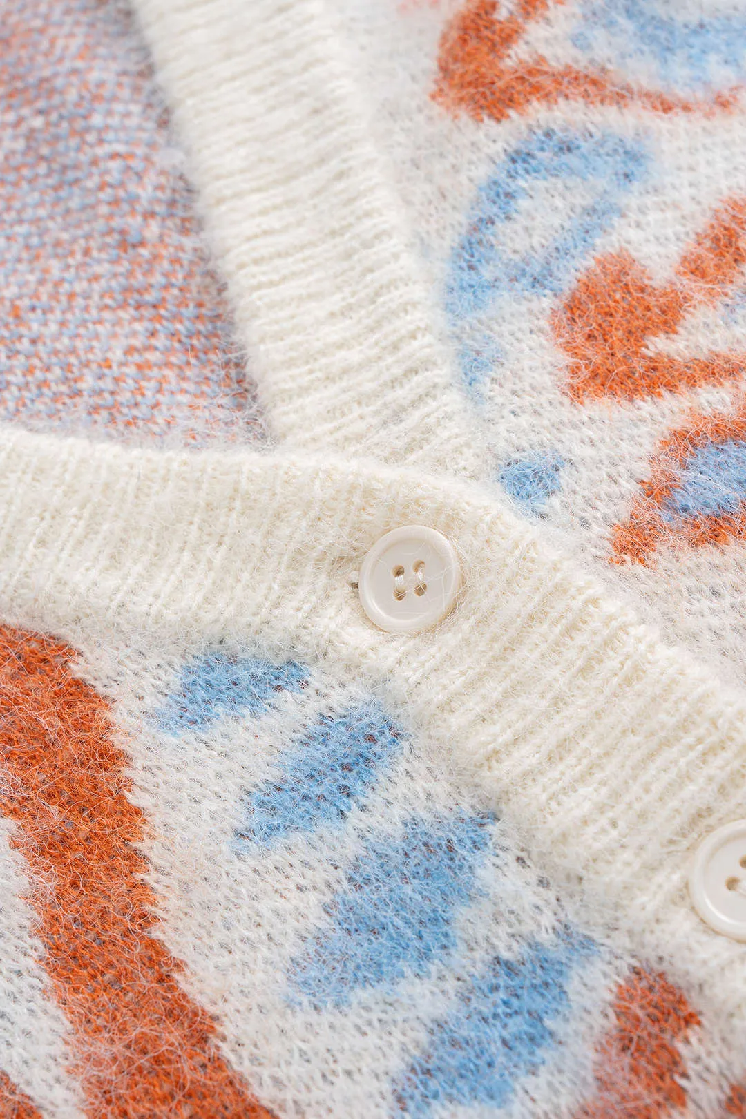 Knit Artistic Print V-Neck Button Cardigan sold by Micas product image thumbnail 3